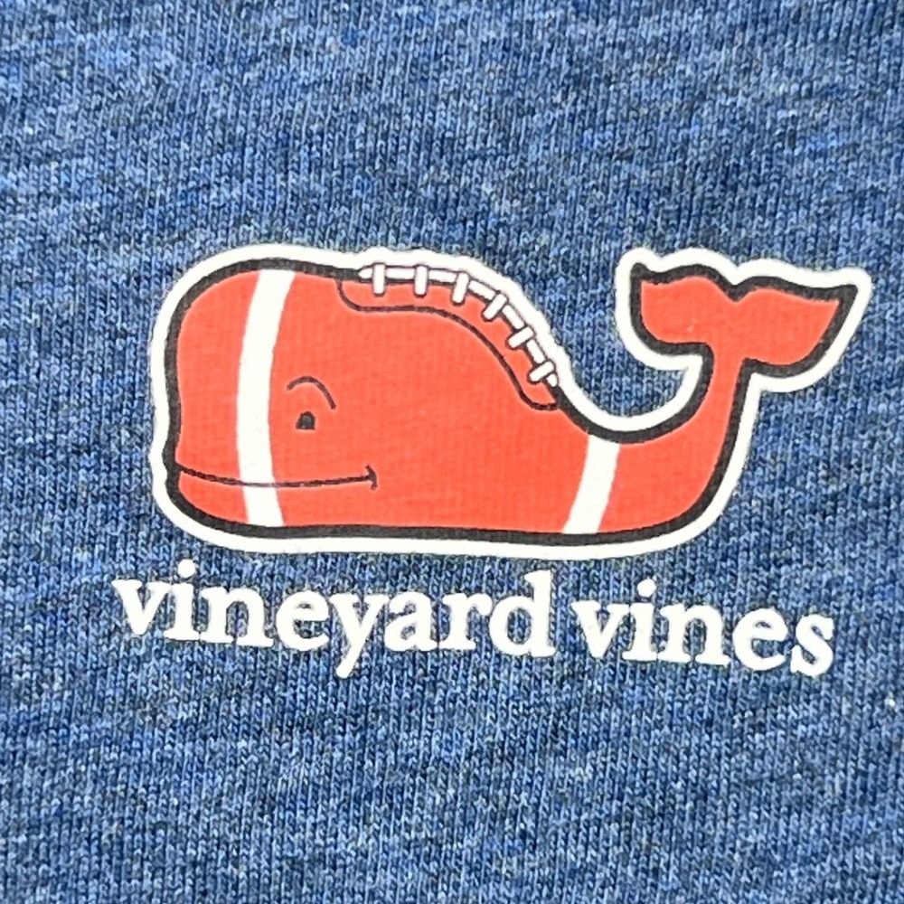 Vineyard Vines Boys XL 18 Blue Heather Football Whale Long Sleeve Pocket T-Shirt